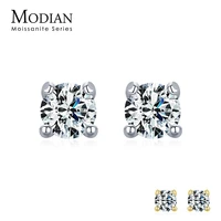 modian moissanite gemstone clear d color 925 sterling silver small tiny dazzling stud earrings for women wedding fine jewelry