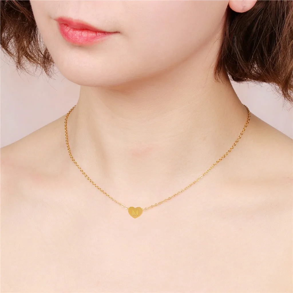 Женская цепочка из титановой стали вечерние подвеской в виде букв золотистого