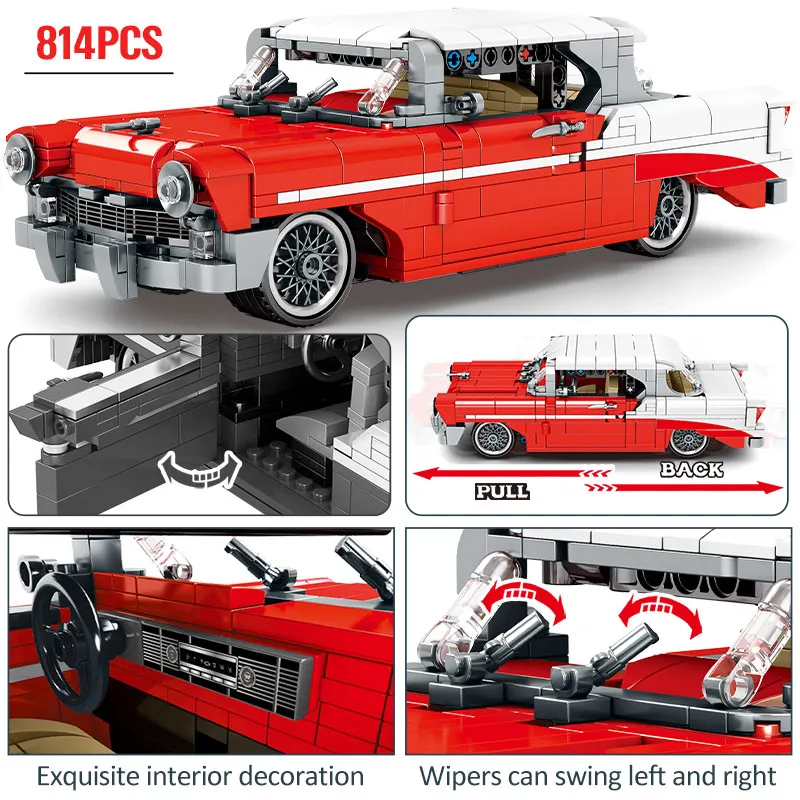 

City Creator Mechanical SuperCar Bricks Technical Pull Back Racing Sports Car MOC Model Building Blocks VehicleToys For Children