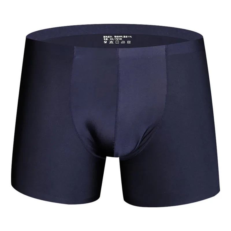 Dark Blue Boxer Хит, мужские шелковые Дышащие Боксеры, мужские повседневные Мягкие спортивные боксеры, модное нижнее белье для мужчин, 9 цветов размера плюс XL-3XL - Цвет: Dark Blue Boxer