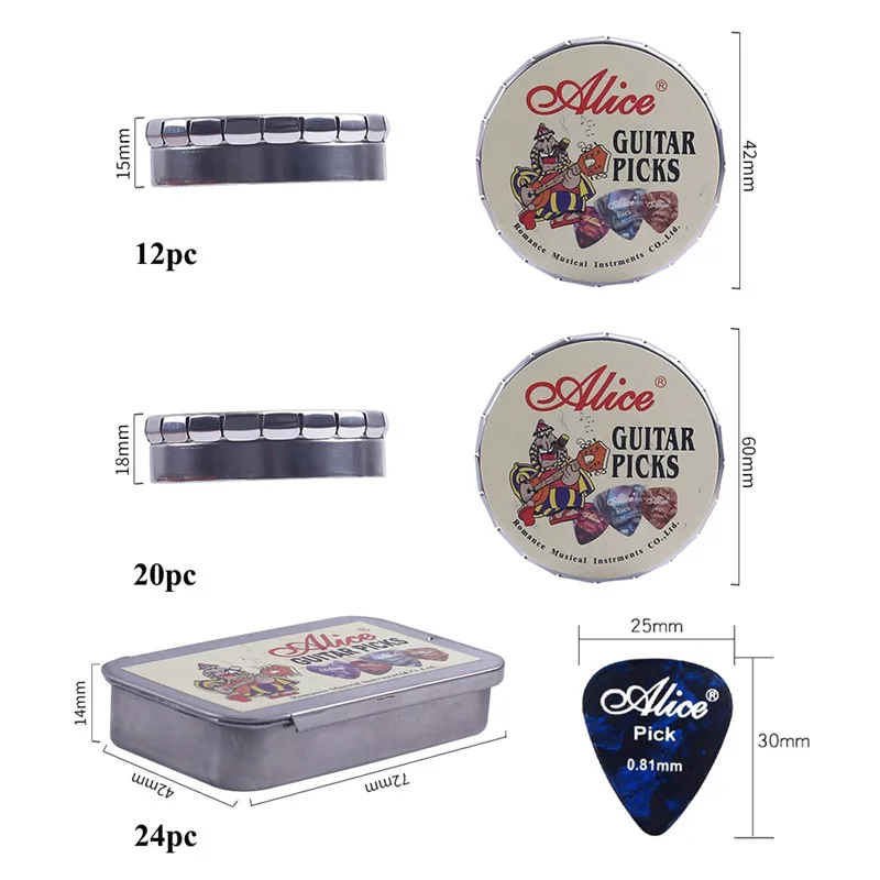 122024 stücke akustische elektrische gitarre picks plektren und runde metall picks box fall pick für saiten instrument zubehör free g