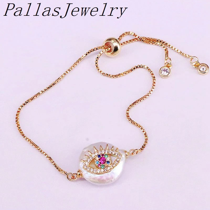 10 шт. новый дизайн натуральный жемчуг с разноцветным кубическим цирконием