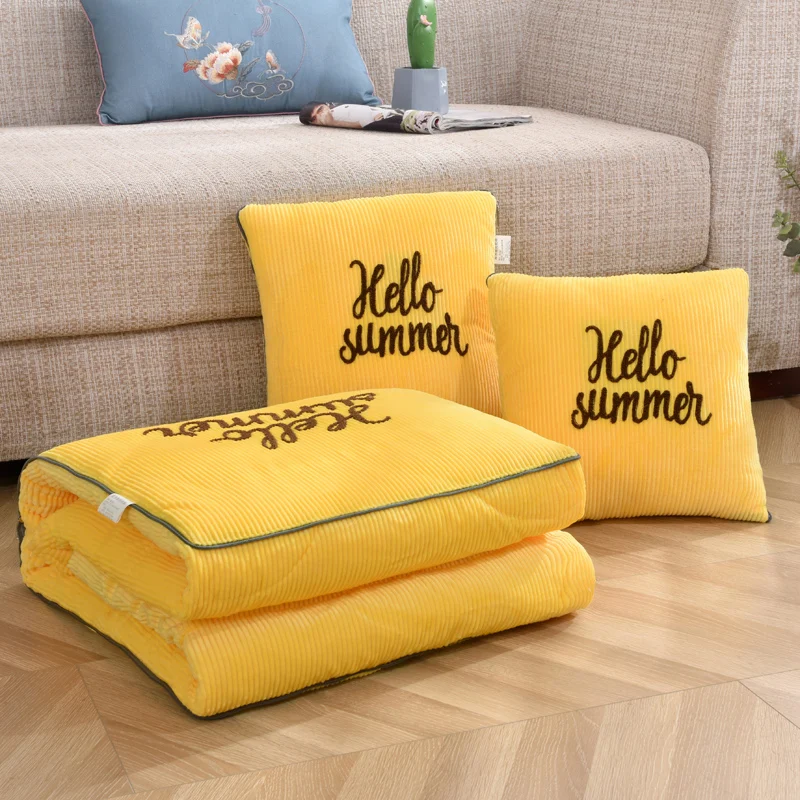 Складное розовое бархатное одеяло однотонная фланелевая подушка в стирке