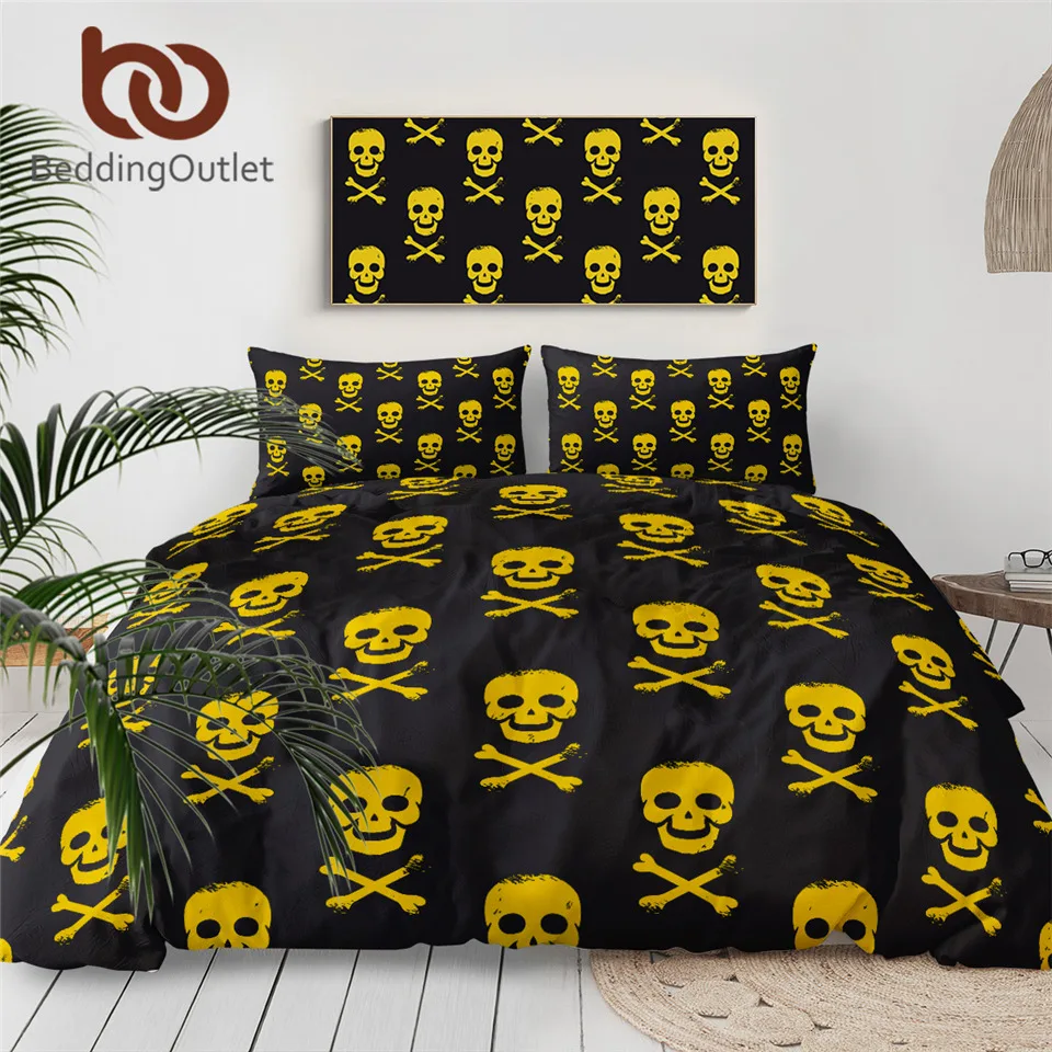 Комплект постельного белья BeddingOutlet с черепом пододеяльник перекрестными