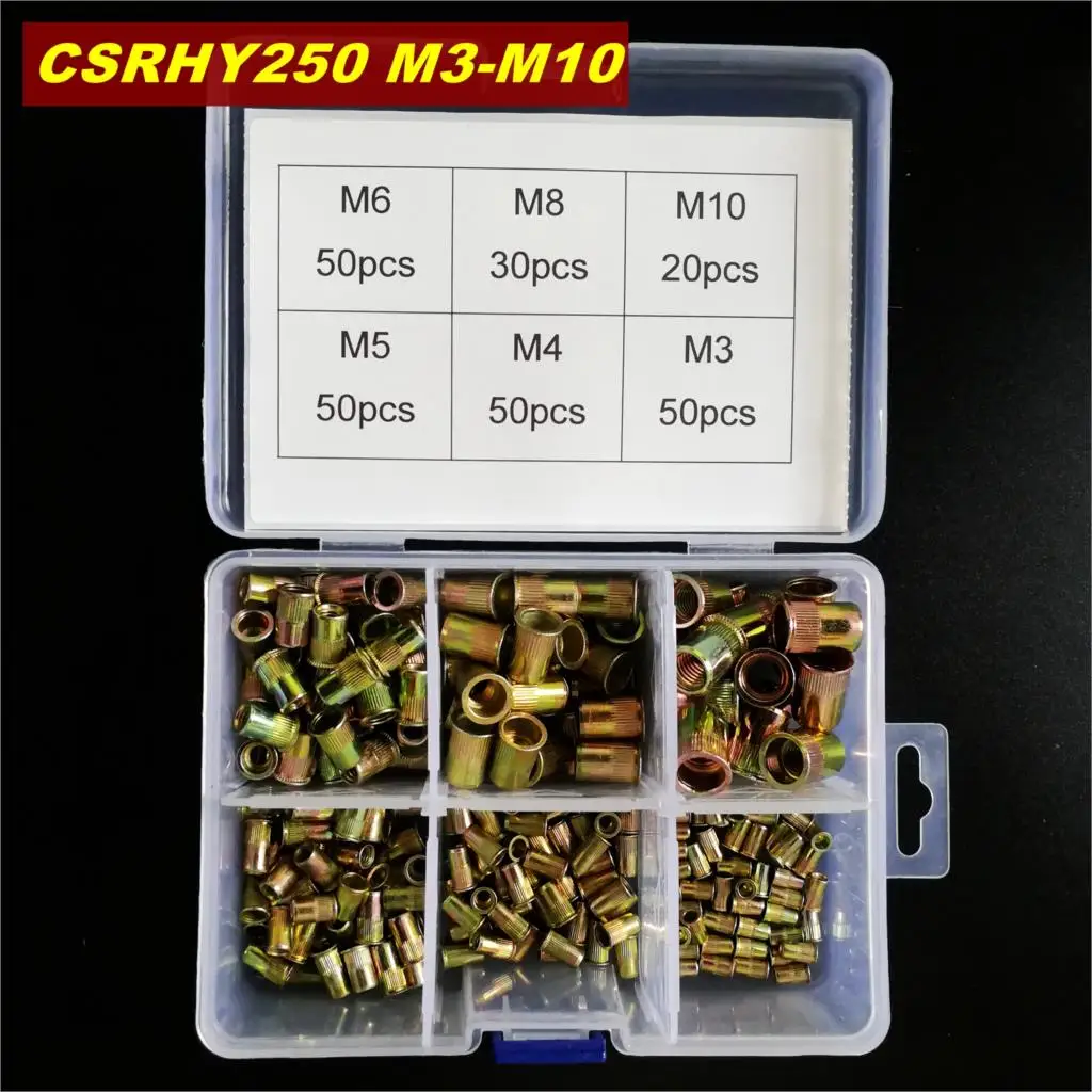250 шт. гайка из углеродистой стали с заклепками смешанные наборы Резьбовая