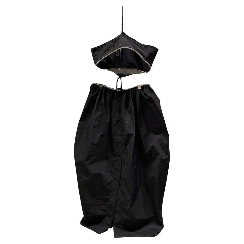 

2021 Summer New Fashionable Rhinestone Side Strap Strapless One-Piece Waist-Baring Dress Women