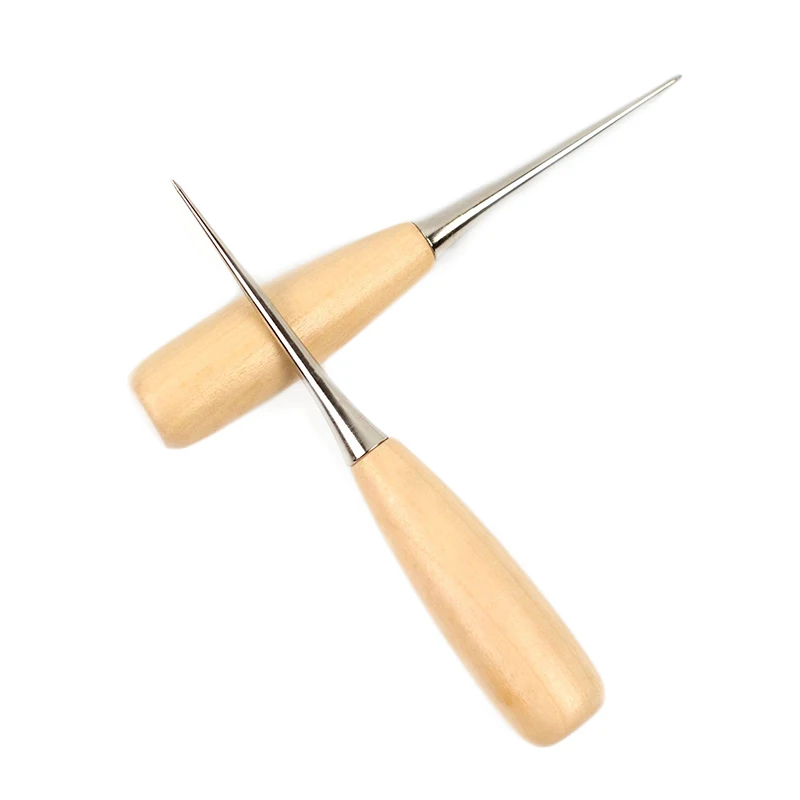 

2Pcs Wood Handle Awls Leather Punching Tools Sewing Awl Pin Punch Hole Shoes Repair Tool Hand Stitcher Stitching Leather Craft