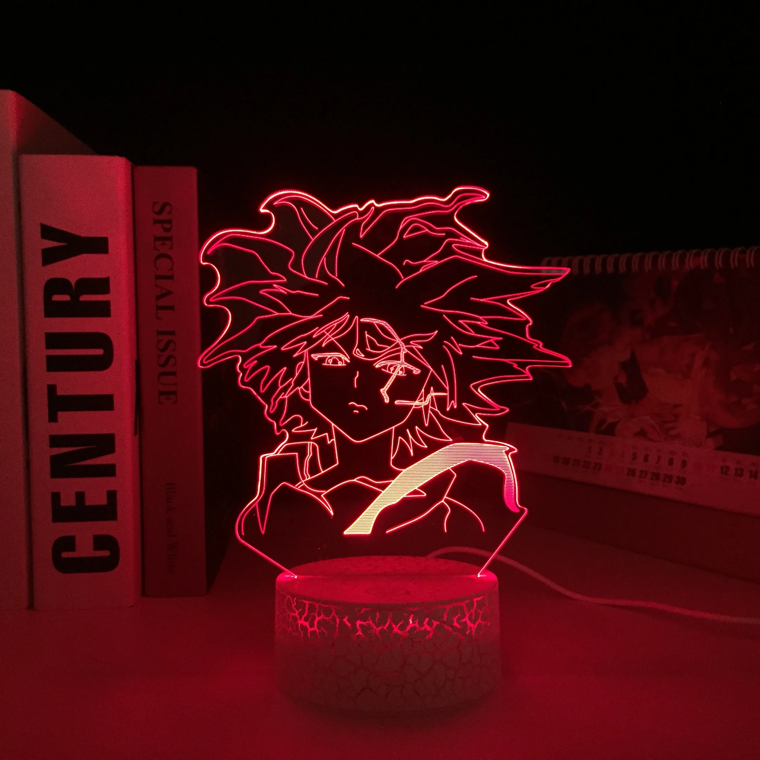 

Hunter X Hunter Аниме Фигурка Killua акриловая белая основа 3D лампа для детской спальни Декор ночсветильник подарок на день рождения светодиодный св...