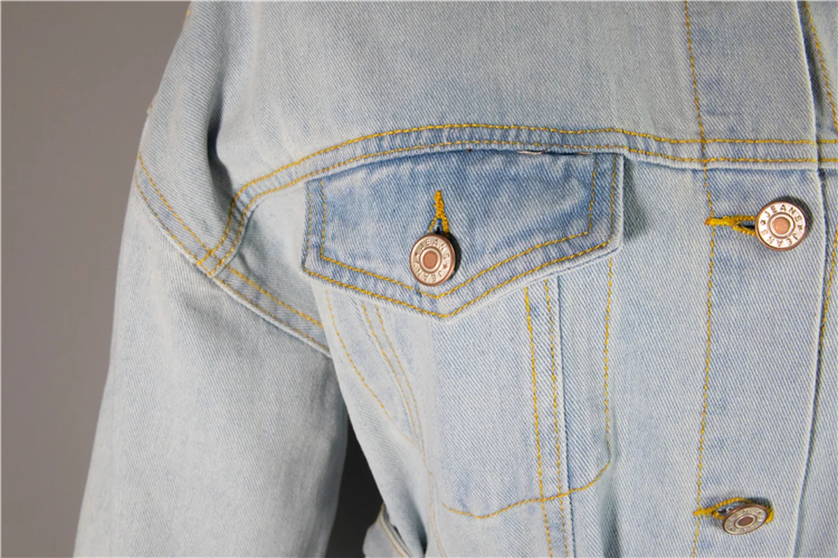 

Casual Pocket Turn-down Collar Denim Women's Jacket Long Sleeve Vintage Ruched Jackets for Female with Belt 2020 Women Clothes