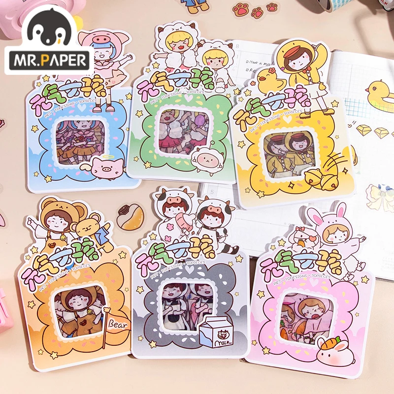 

Mr.Paper 6 Kinds Of Design Vitality Girl Series Original Illustration PET Sticker Mini Sticker Decoration DIY Pocket Sticker