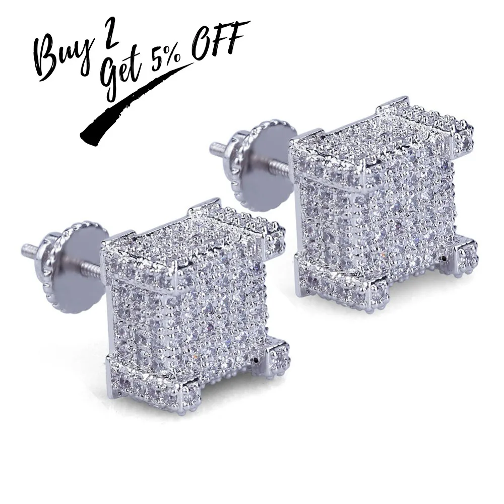 TOPGRILLZ Золотые/Серебристые сережки-гвоздики в стиле хип-хоп рок ювелирные серьги