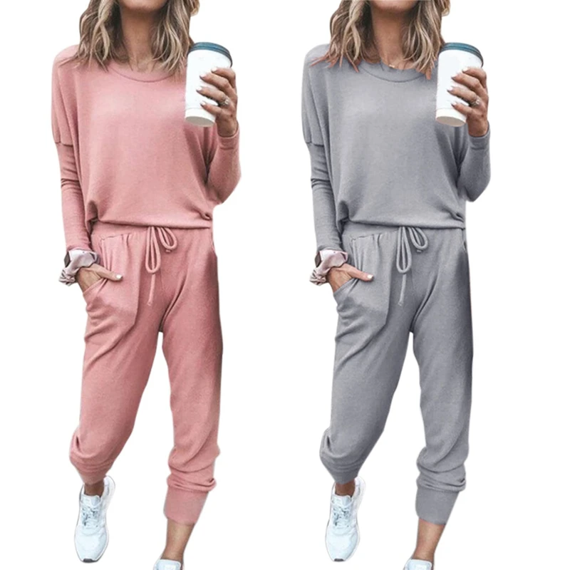 

Spring 4 Piece Set Women Pants Sets Casual Outfits Jogger Korean Sports Suit Tracksuit Pink S & Light Grey M