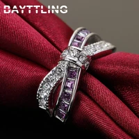 bayttling silver color colored zircon ring 678910 luxury ring for woman fashion wedding party gift jewelry