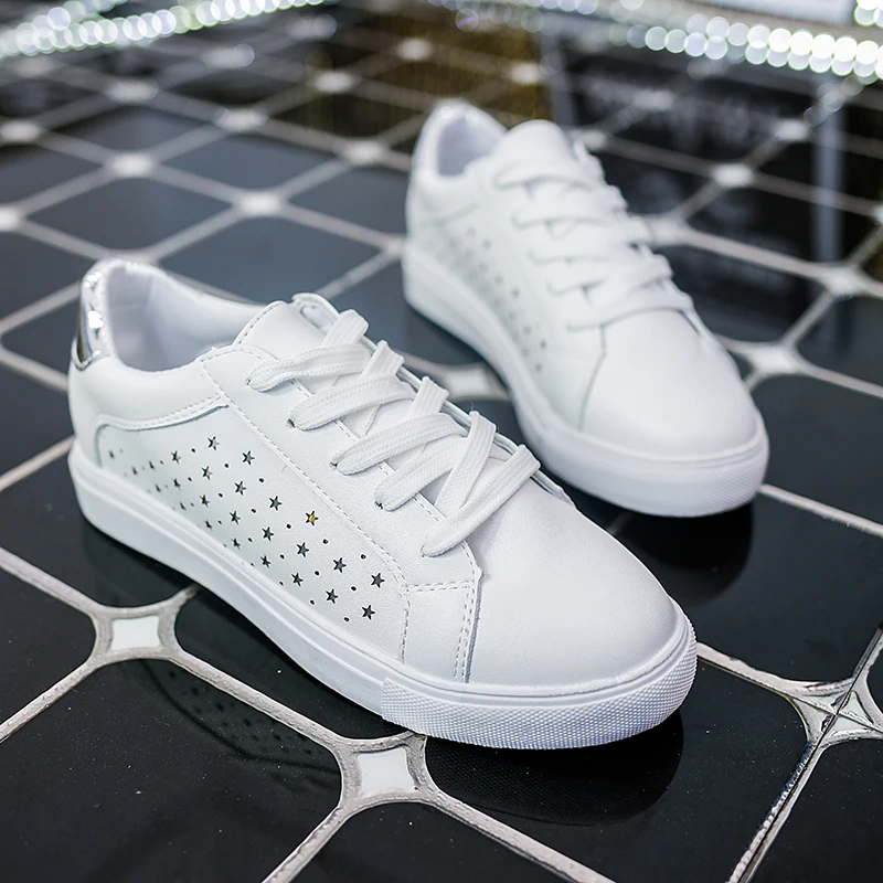

Women White Sneakers Fashion Thick Sole Female Spring Breathable Casual Shoes Platform Woman Vulcanized Shoes U20-58