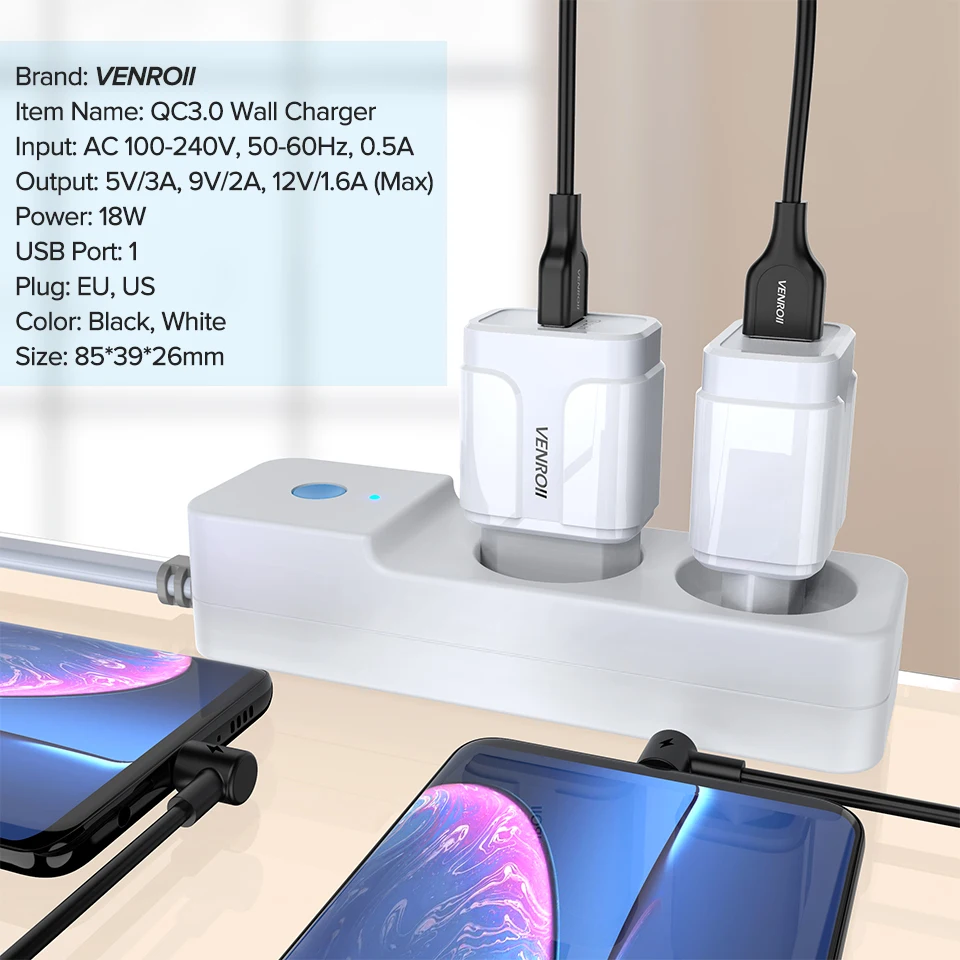 5 в 3 А USB зарядное устройство EU US Plug Quick Charge 3,0 адаптер для телефона Xiaomi 10 9 8 Redmi 18 Вт быстрое зарядное устройство для huawei Honor Oneplus LG