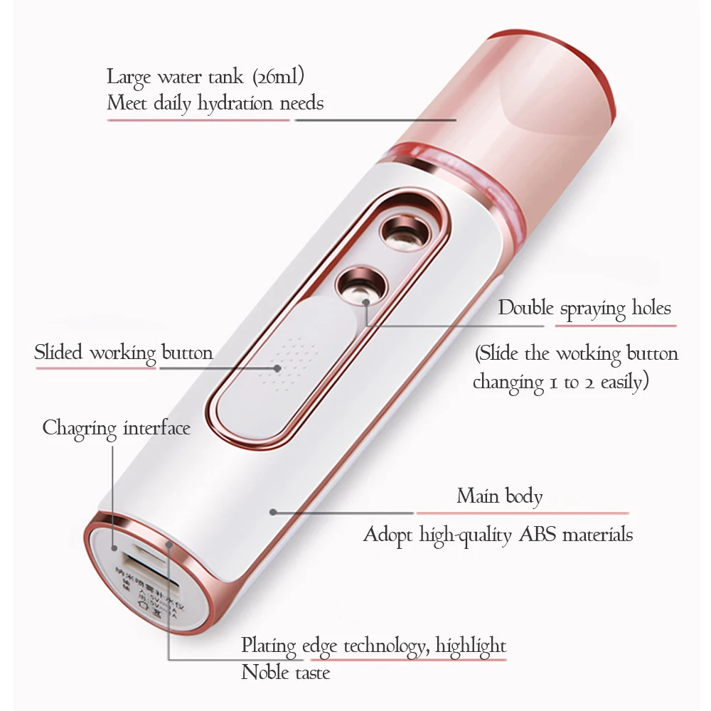 USB перезаряжаемый портативный нано распылитель для лица тела увлажнение