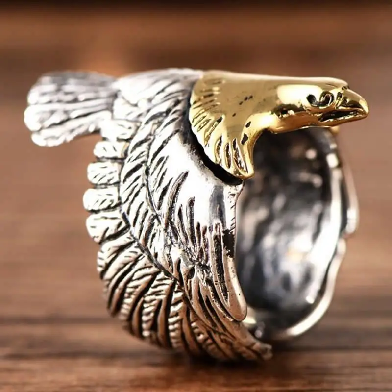 

New Arrival Real S925 Ring Men's Open Size Ring Vintage Eagle Ring