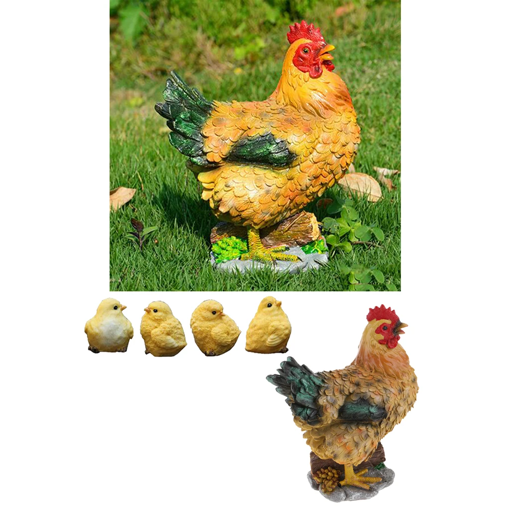 

Decortaive Garden Ornaments Resin Chick and Hen Figurine Figures for Outdoor Decor