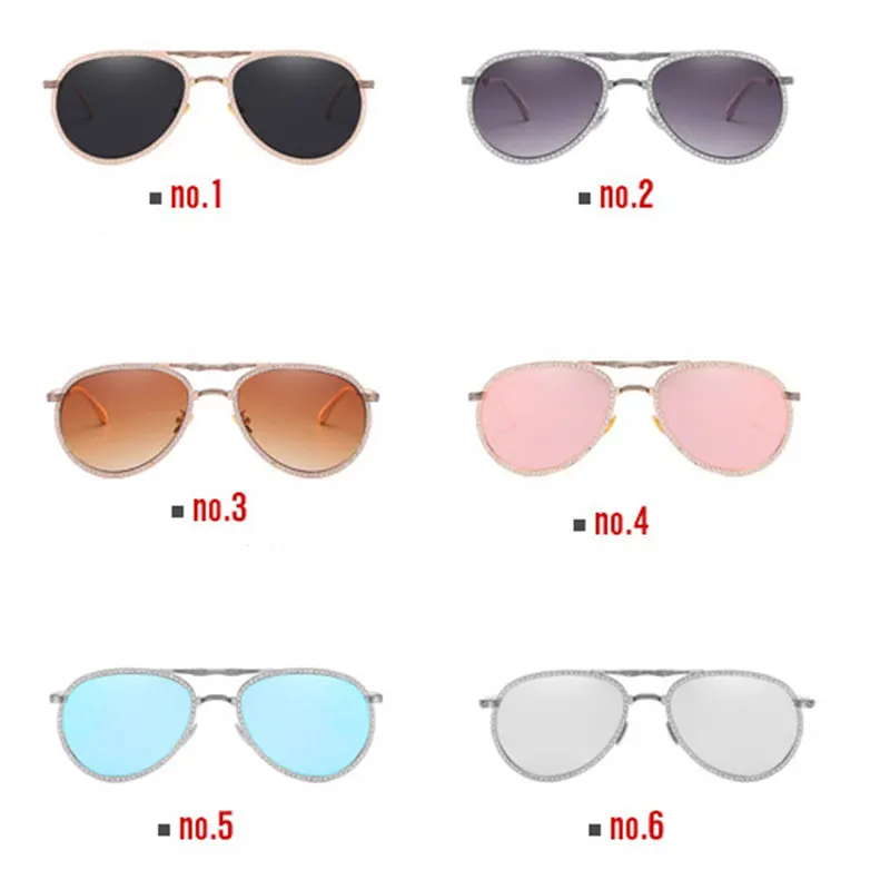 

2020 Rhinestone Foldable Sunglasses Retro Women Eyewear Luxury Brand Designer Men Shades Sexy Big Pilot Metal Sunglasses UV400
