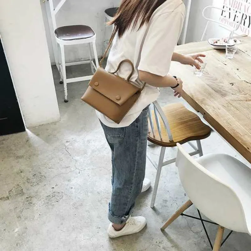 

New Korean Mini messenger bag simple fashion women's bag PU composite bag