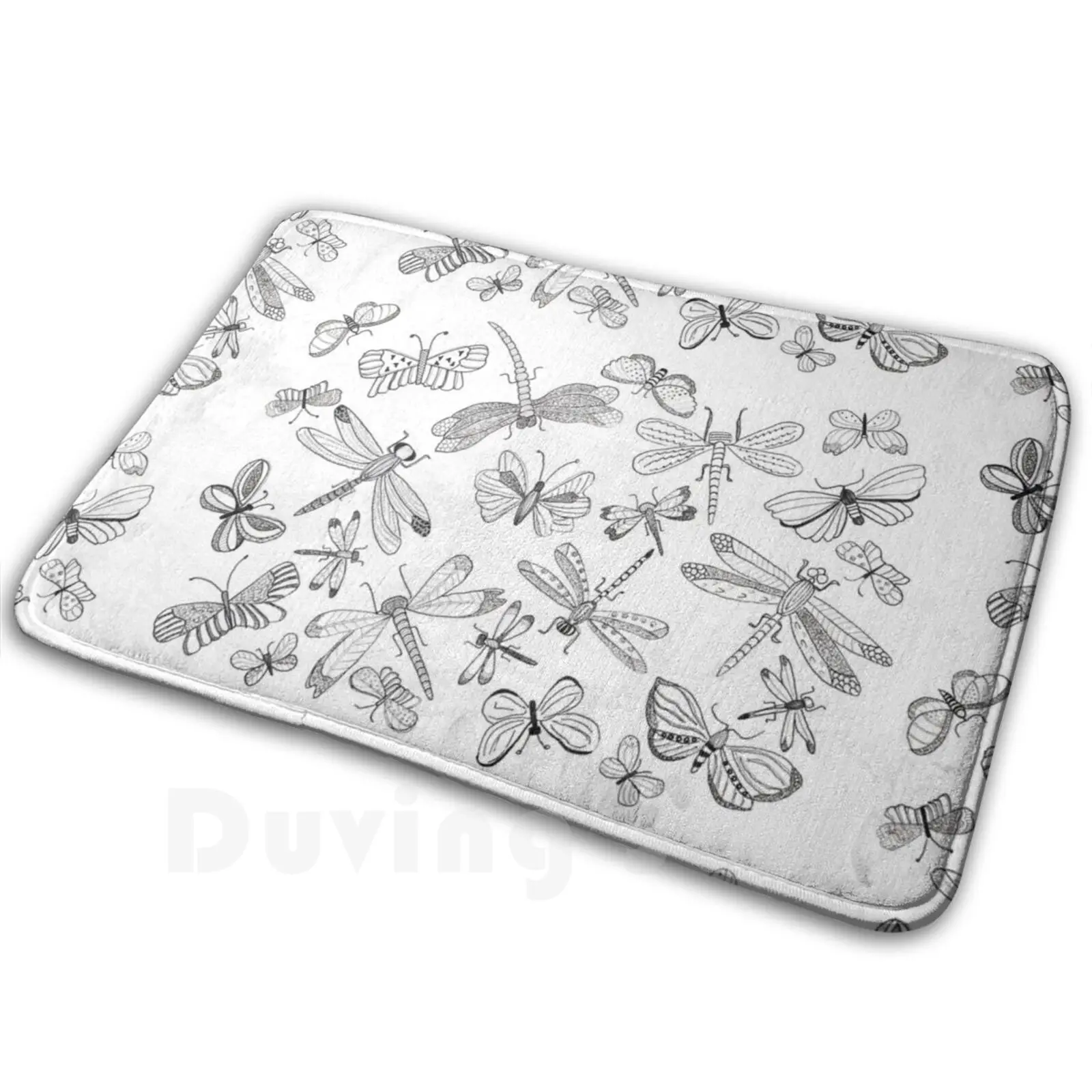 Коврик со стрекозой/бабочками нескользящий коврик напольный для спальни жук