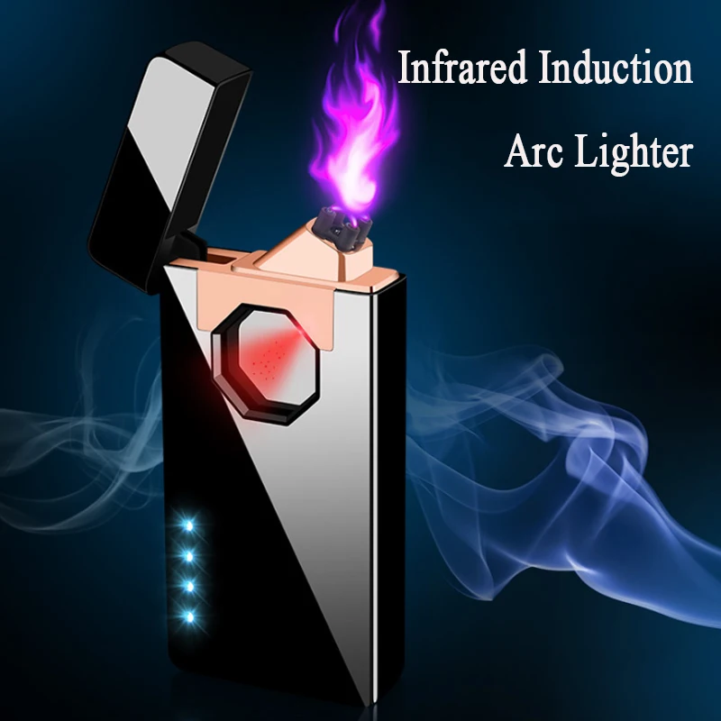 

USB перезаряжаемая плазменная Зажигалка без пламени модная Новая Металлическая ветрозащитная Зажигалка для сигарет Мужские аксессуары