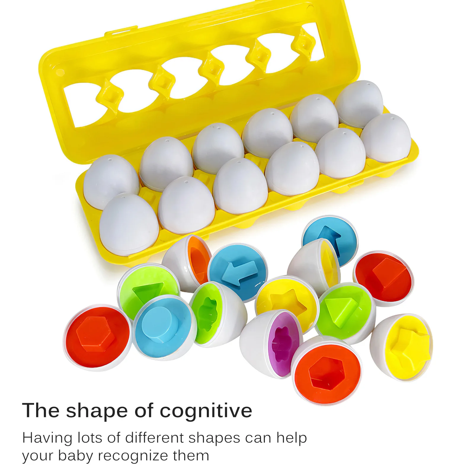 

12 Pcs/Set Early Learning Color Shape Fruit Matching Durable Plastic Eggs For Kid Recoginition Sorter Puzzle Baby Montessori Toy