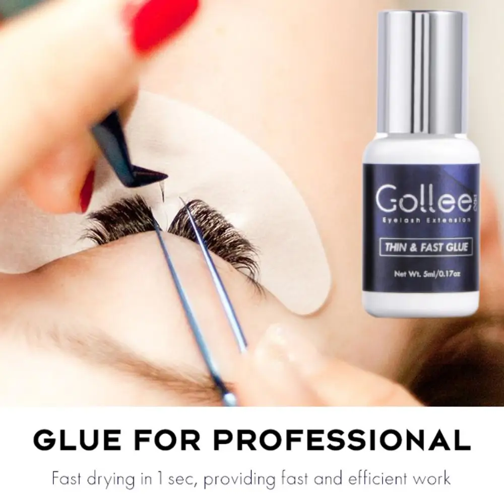 

Gollee Eyelash Extension Glue 1s Fast Lash Glue Individual Eyelash Glue Adhesive Retention 6-8 Weeks Water Proof Latex 5ml /10ml