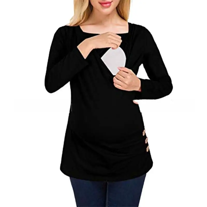 Топ для кормящих женщин футболка с длинными рукавами беременных зимняя туника на