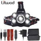 Litwod Z35 1500LM светодиодная фара использует 2*18650 аккумулятора светодиодный налобный фонарь, налобный фонарь, фонарик, фонарик