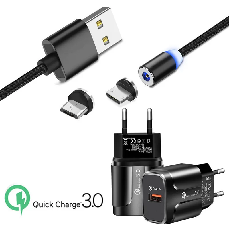 Магнитный Micro USB кабель для зарядки zte Blade V7 V9 htc Desire 12 650 QC 3 0 быстрое зарядное