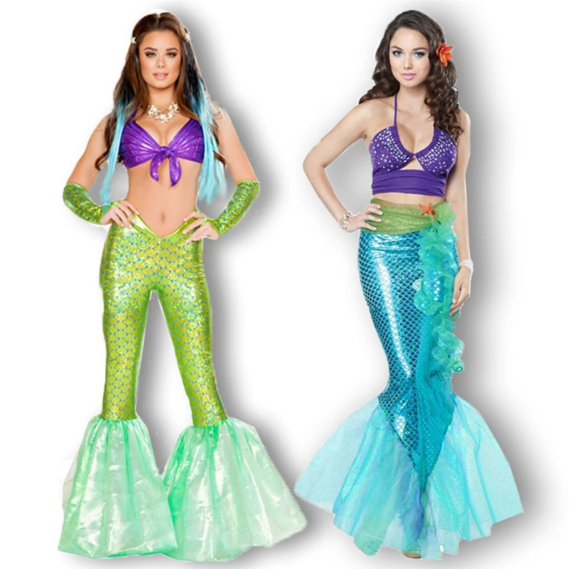 

Halloween Theme Cosplay Mermaid Split Suit Sequins Clothing Dress Costumes COS Adult Apparel Christmas Bar Party