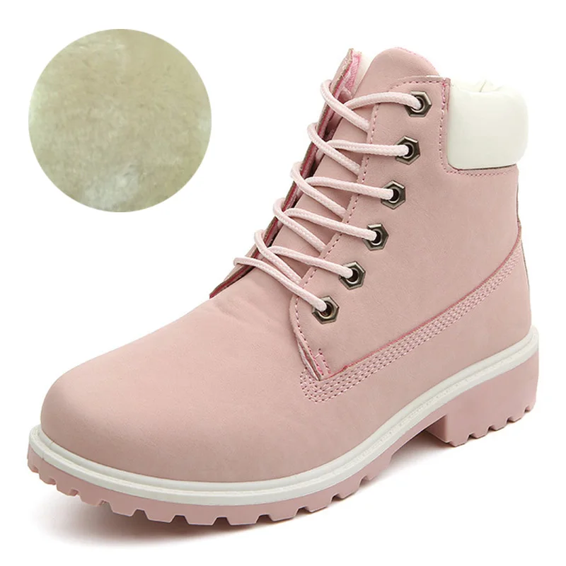 pink fur Модные ботильоны; женские зимние ботинки; коллекция года; популярные женские ботинки на плоской подошве; женская обувь; Классическая обувь; зимняя обувь размера плюс - Цвет: pink fur