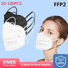 Ffp2 mascarillas kn95, сертифицированная 5-слойная ffp2mask, многоразовая маска для рта, маска для лица, черная маска kn 95, маска ffp 2