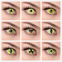hotsale fancy crazy soft contact lens yellow eye contact lens cute colored cosplay cosmetic contact lens 2pcspair