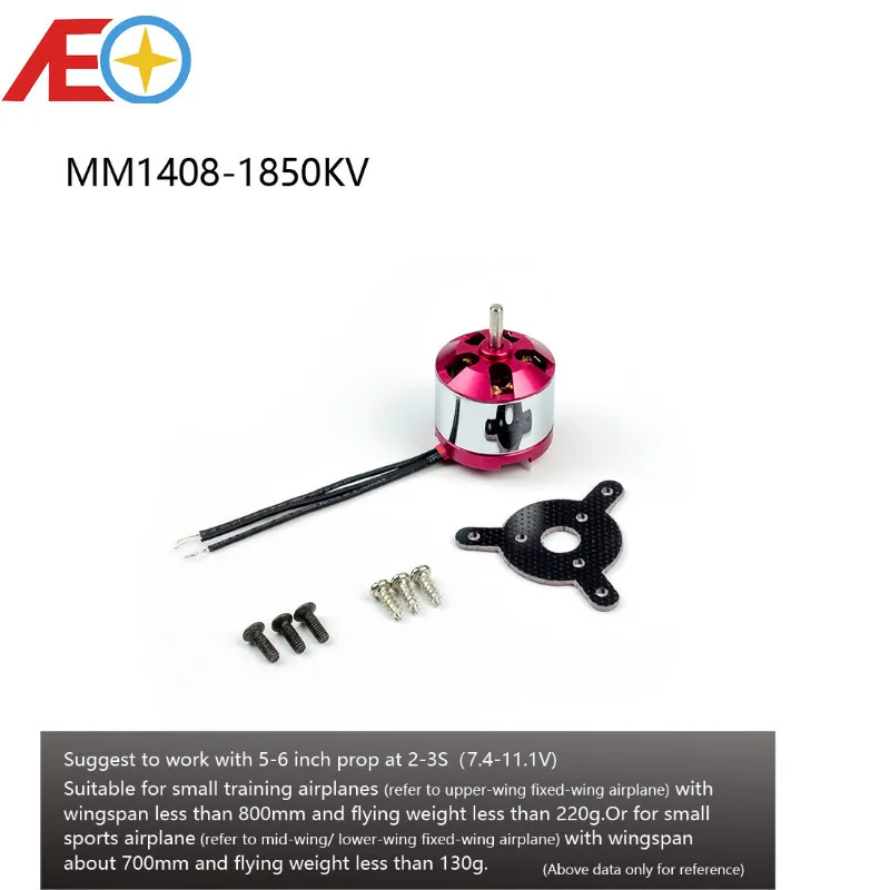 

AEORC Brushless Motor ADH100 1408 1850KV 2.0mm Shaft Brushless Outrunner Motor for RC Aircraft Plane Airplane Multi-copter