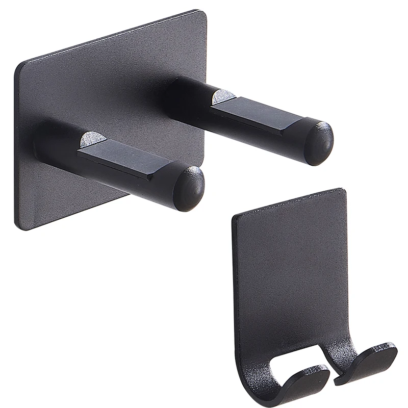 

Aluminum Alloy Wall Mounted Holder Black Punch Free Bracket Holder Hook Replacement For Holder Stand Hair Dryer Saving Space