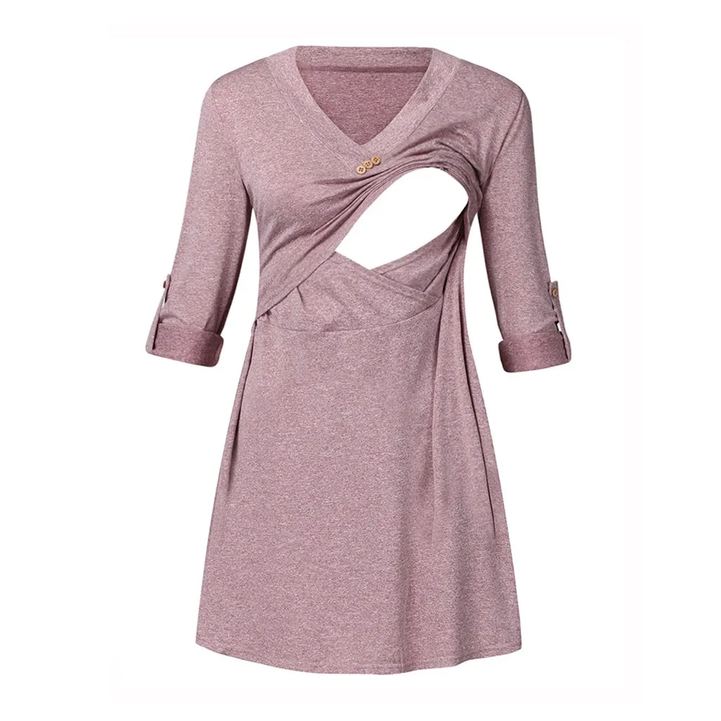 TELOTUNY женский топ для кормящих матерей рубашка беременных с рукавами фонариками