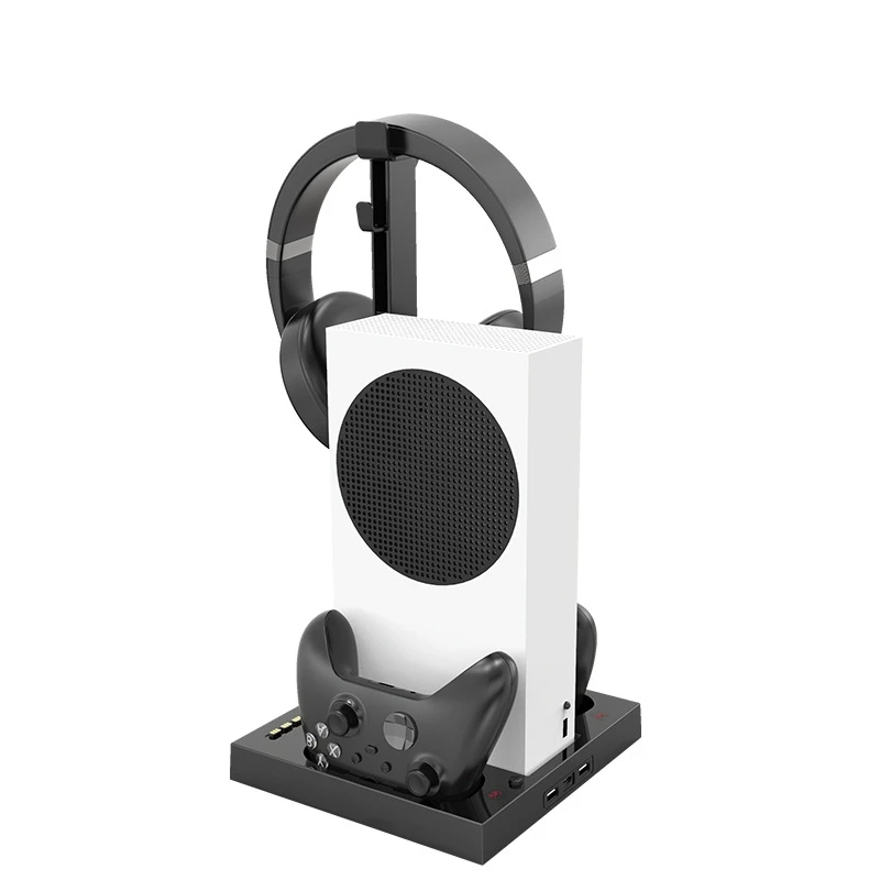 

Game Host Cooling Fan for Series XS Dual Battery Controller Holder with Earphone Storage Bracket Mount