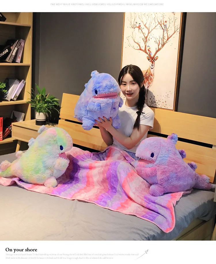 60 см плюшевый динозавр, игрушка с одеялом 2 в 1 Подушка плюшевое животное динозавр мягкая кукла детские игрушки подарок на день рождения для детей