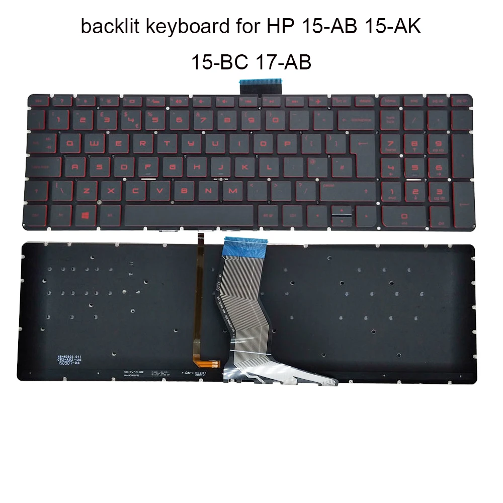 

Computer UK GB backlight keyboard For HP pavilion 15-AB 15-AU 15-AK 15-BC 17-AB 15-ab000 laptop keyboards red keys New NSK-CW7BQ