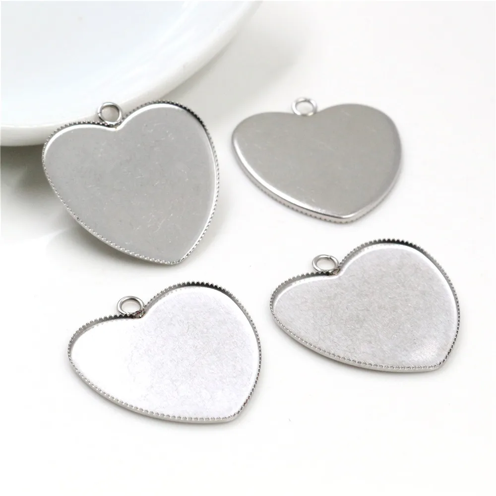 

Never Fade 10pcs Fit 25mm Heart Stainless Steel Sawtooth Cameo Settings Cabochon Base Brass Copper Blank Tray Pendant -T7-40
