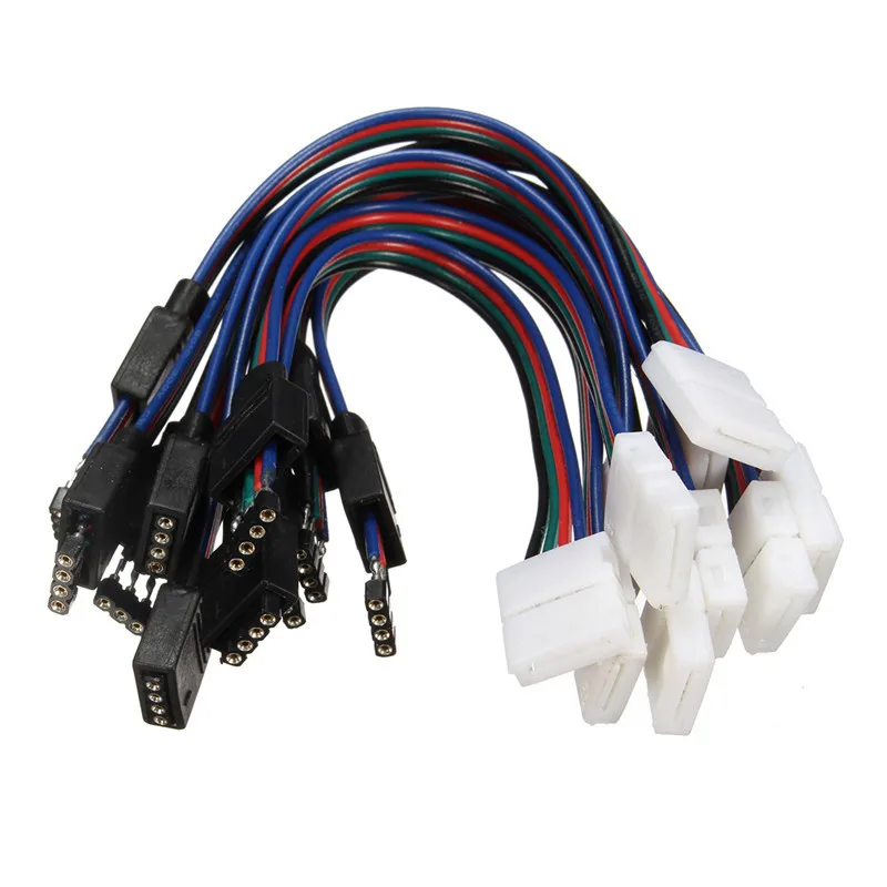 4Pin 10 шт./лот мм RGB Светодиодная лента без пайки двойной Соединительный зажим