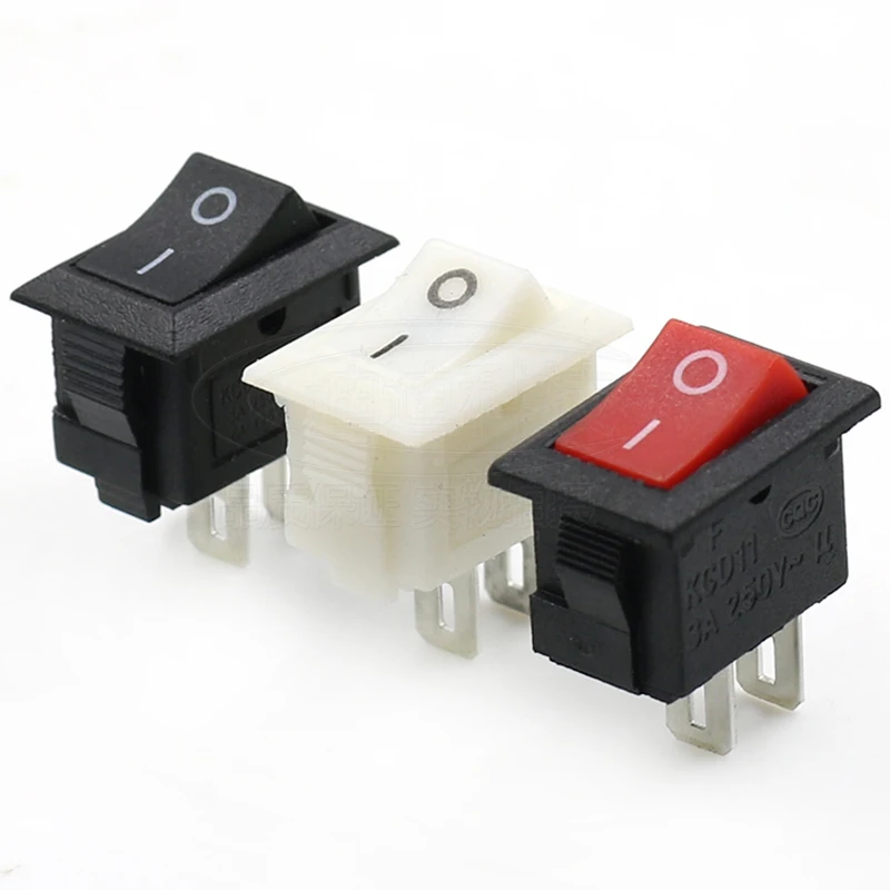 Кнопочный переключатель 10x15 мм SPST 2Pin 3A 250V KCD11 10 шт. * 15 черно-белые медные ножки -
