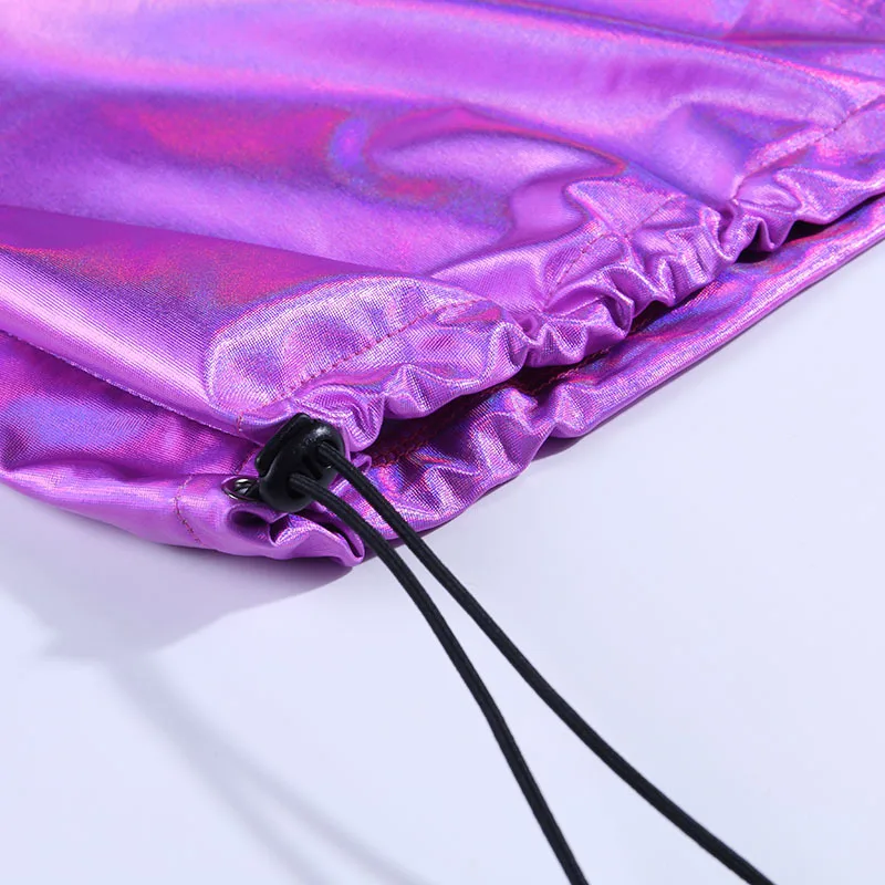 

Autumn Casual Purple Casual Coat Women Stand Neck Long Sleeve Zippers Loose Jacket Streetwear Fashion Harajuku Coat