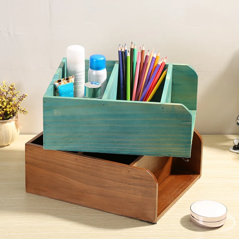 Деревянная настенная полка подставка для хранения настольный органайзер