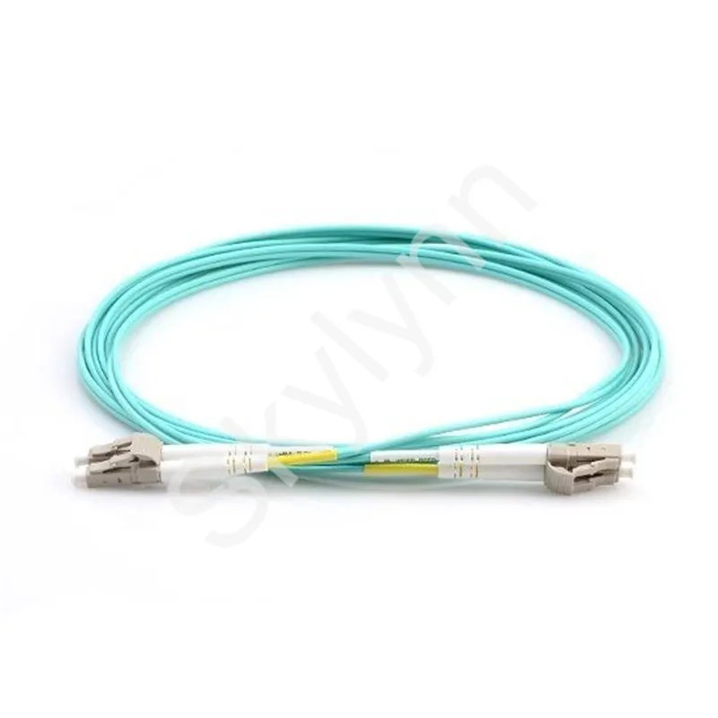 Tanie Skylynn Z Włókna łatka Optyczna Przewód, 50 Sztuk/worek LC/UPC-LC/UPC OM3 Duplex 3.0mm Aqua LSZH Kurtka Kabel Jumper 1M 2M