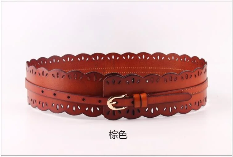 100% Cowskin Leather Designer Belts Women Carved Retro Strap Female Women Elastic Belts Waistband With 4colors Female