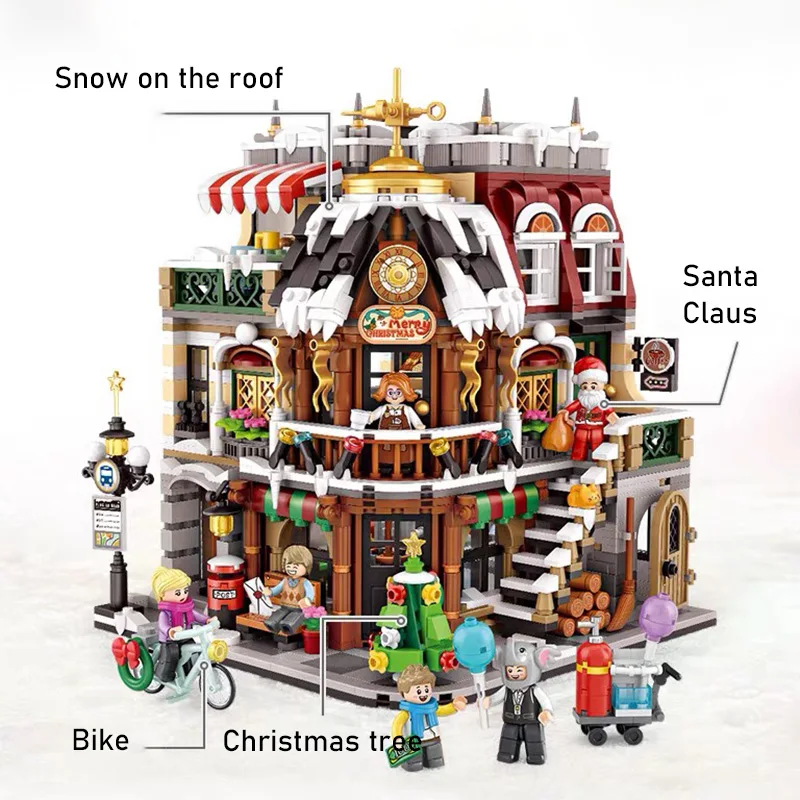 2506pcs loz mini blocks christmas coffee house shop three floors santa claus tree bricks toys for kids adults xmas gift loz1054 free global shipping
