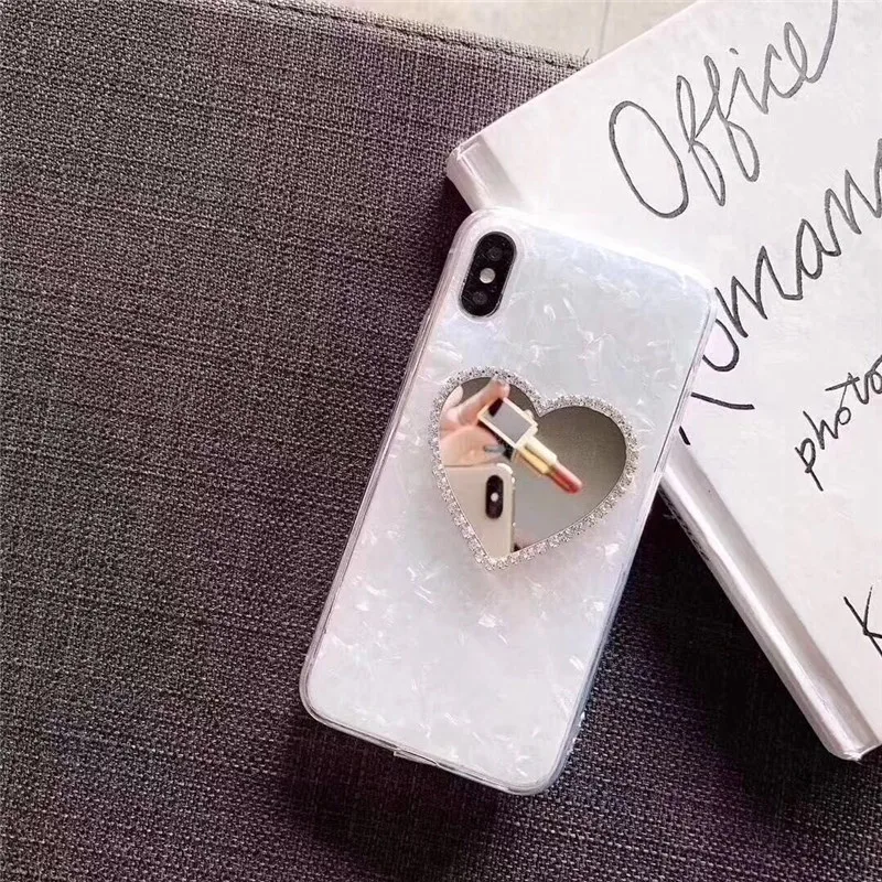 WW Блестящий Алмазный зеркальный чехол для телефона Love Heart для Iphone X, Xr, 6, 7, 8, 6S Plus, Xs Max, клеевой чехол, задняя крышка, чехлы бамперы - Цвет: WW